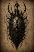 Beetle - Biomechanical Lock Screen | Dark Academia Surreal Wallpaper | Brass Bone Machinery | Instant Digital Download