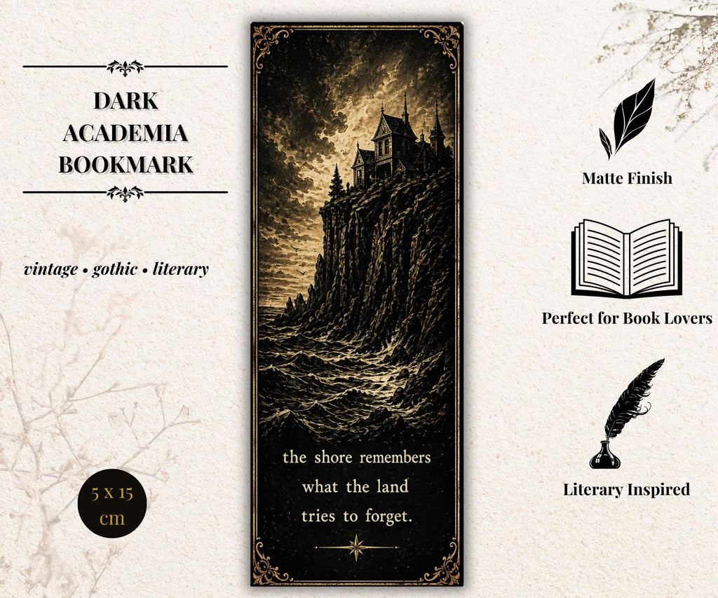 Dark Academia Bookmark | Gothic Bookmark | Choose Your Design | Raven, Moth, Key, Mirror, Lighthouse | Vintage Literary Gift for Book Lovers