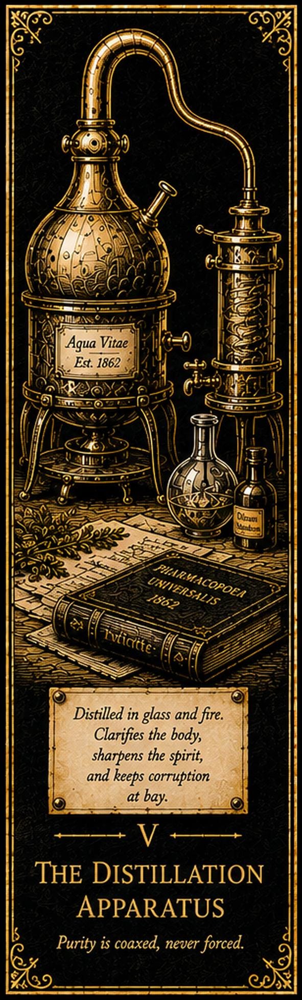The Apothecary's Cabinet, Dark Academia Printable Bookmarks | Gothic Curiosities | Book Lover Gifts | Antique Gold Design