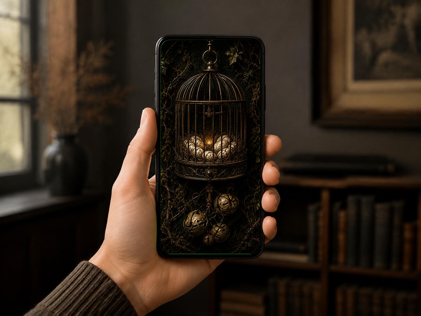 The Carrion Garden Phone Wallpaper, Dark Goblincore Lock Screen | Skull Moth Art | Beautiful Decay Digital Download Set