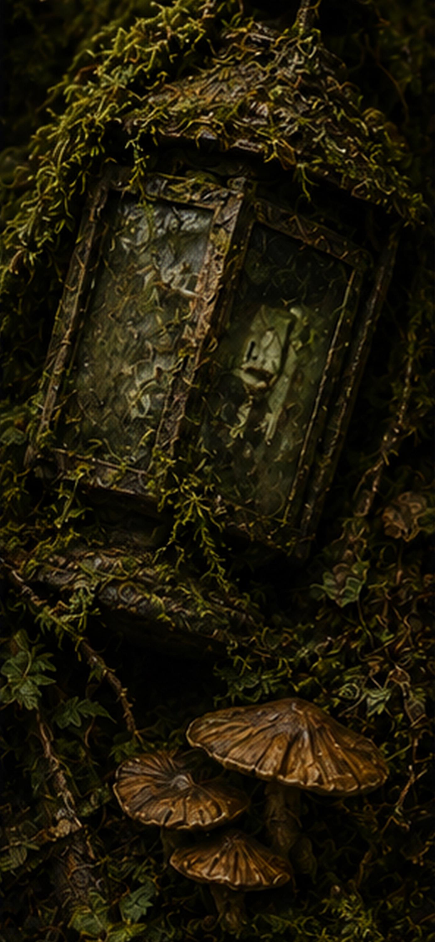 Woodland Relics Phone Wallpaper Bundle | Goblincore Lock Screen, Cottagecore Aesthetic | Moss-Covered Artefacts, Instant Digital Download