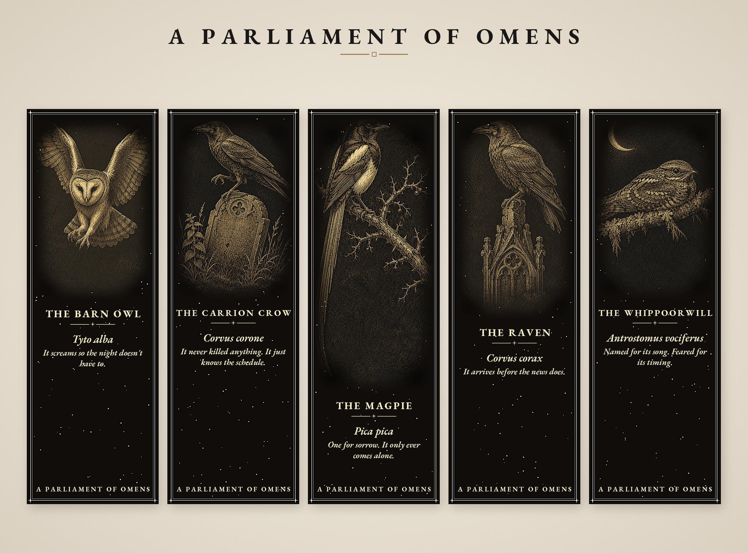 Printable Bookmarks | Gothic Raven, Crow, Owl Designs (Digital Download)