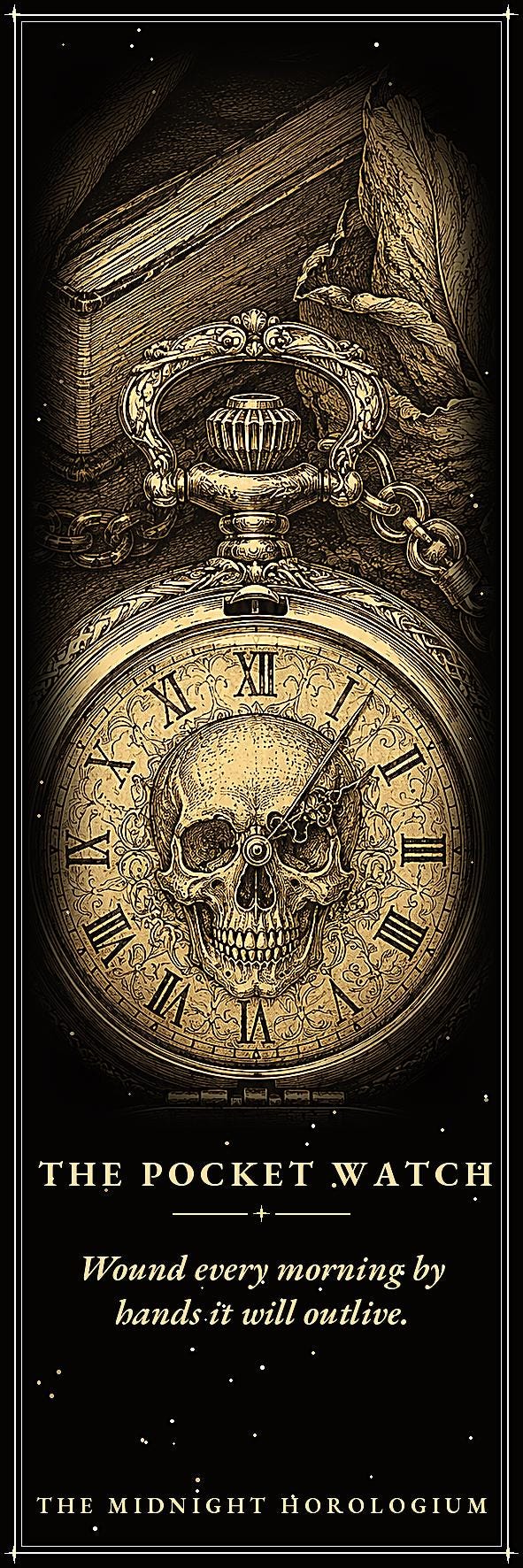 The Midnight Horologium Bookmark | Dark Academia Memento Mori Bookmark | Standard or Magnetic Page Marker