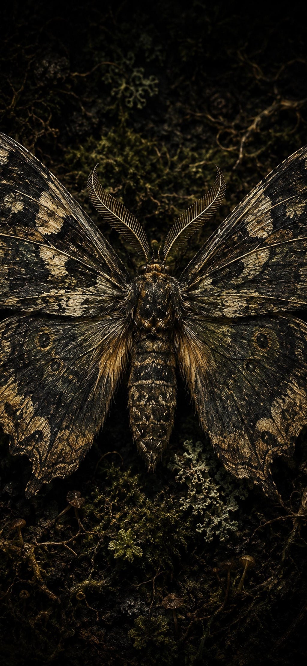 The Carrion Garden Phone Wallpaper, Dark Goblincore Lock Screen | Skull Moth Art | Beautiful Decay Digital Download Set