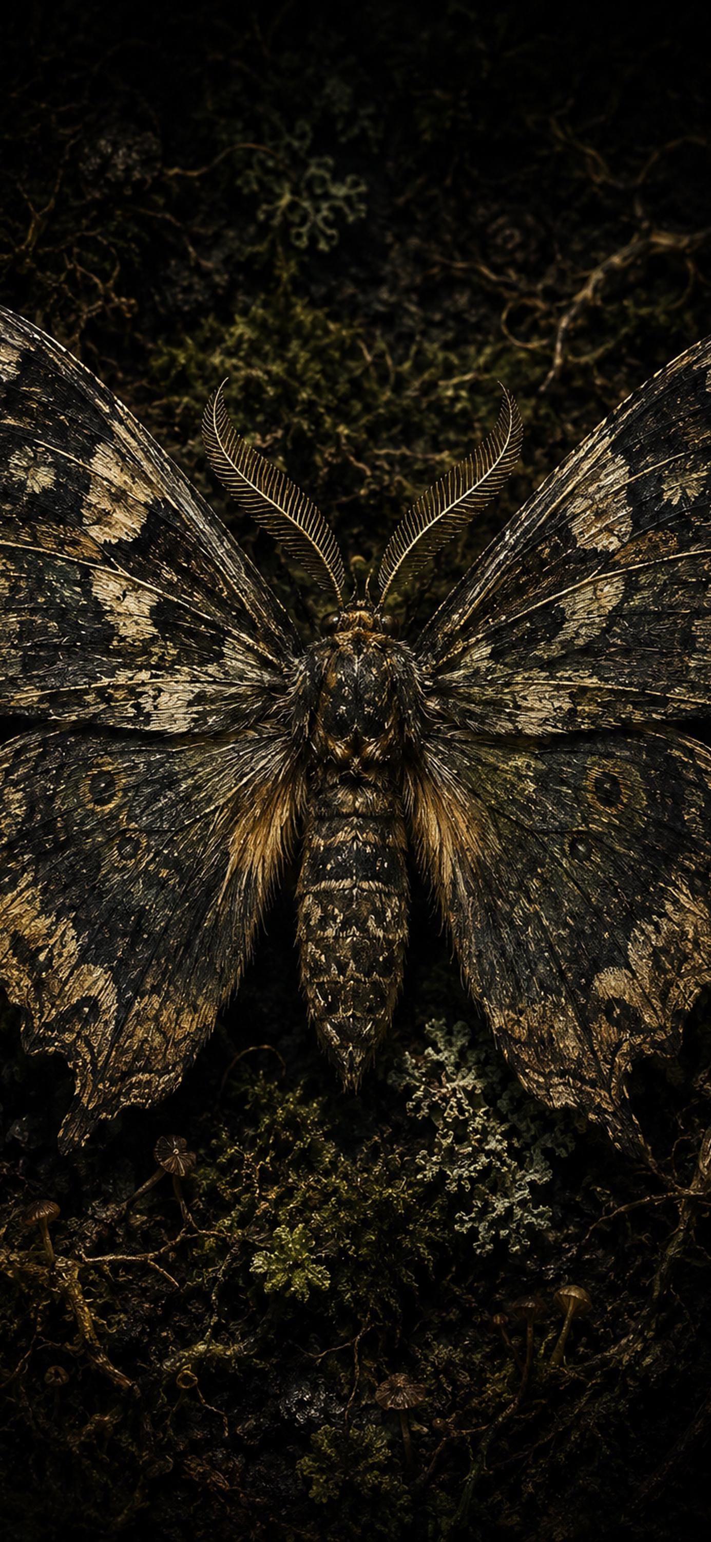The Carrion Garden Phone Wallpaper, Dark Goblincore Lock Screen | Skull Moth Art | Beautiful Decay Digital Download Set
