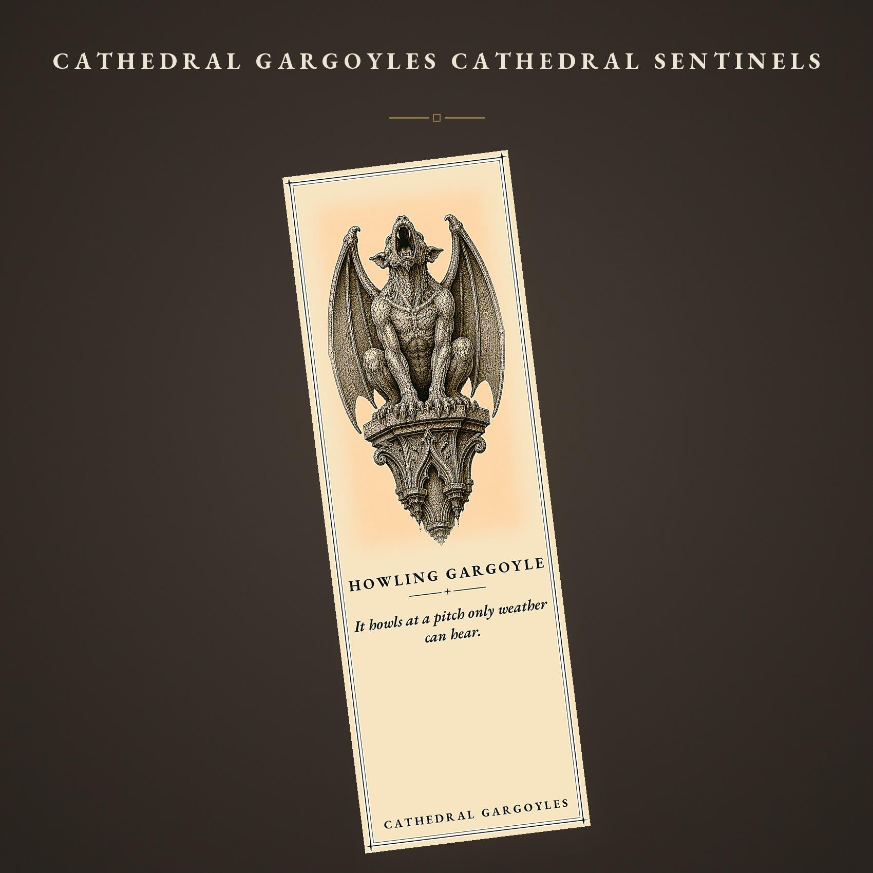 Cathedral Sentinels Printable Bookmarks | Dark Academia Art, Gargoyle Designs | Occult Stationery, Reader Gift