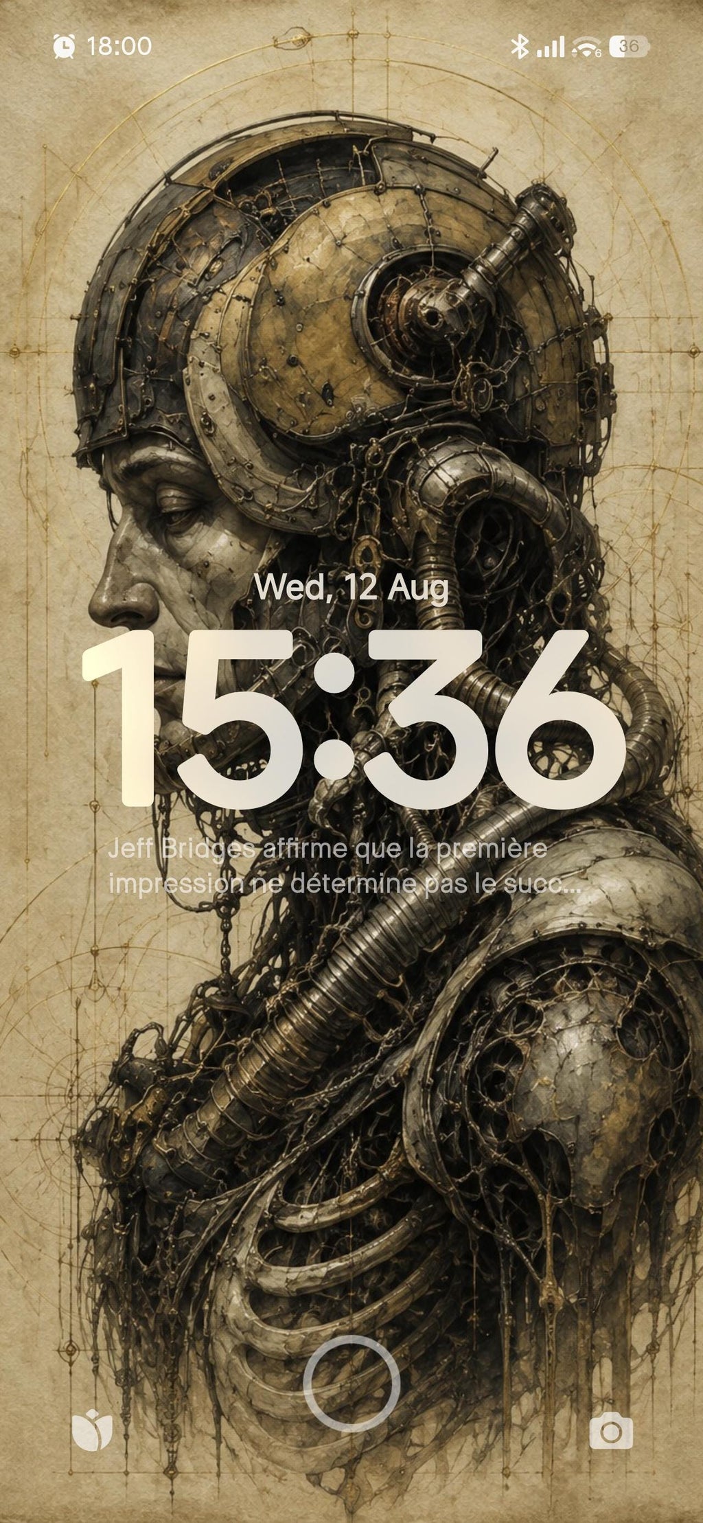 Cyborg Man, Biomechanical Phone Wallpaper | Dark Surreal Aesthetic | Lock Screen Download | Brass Bone Anatomy Art
