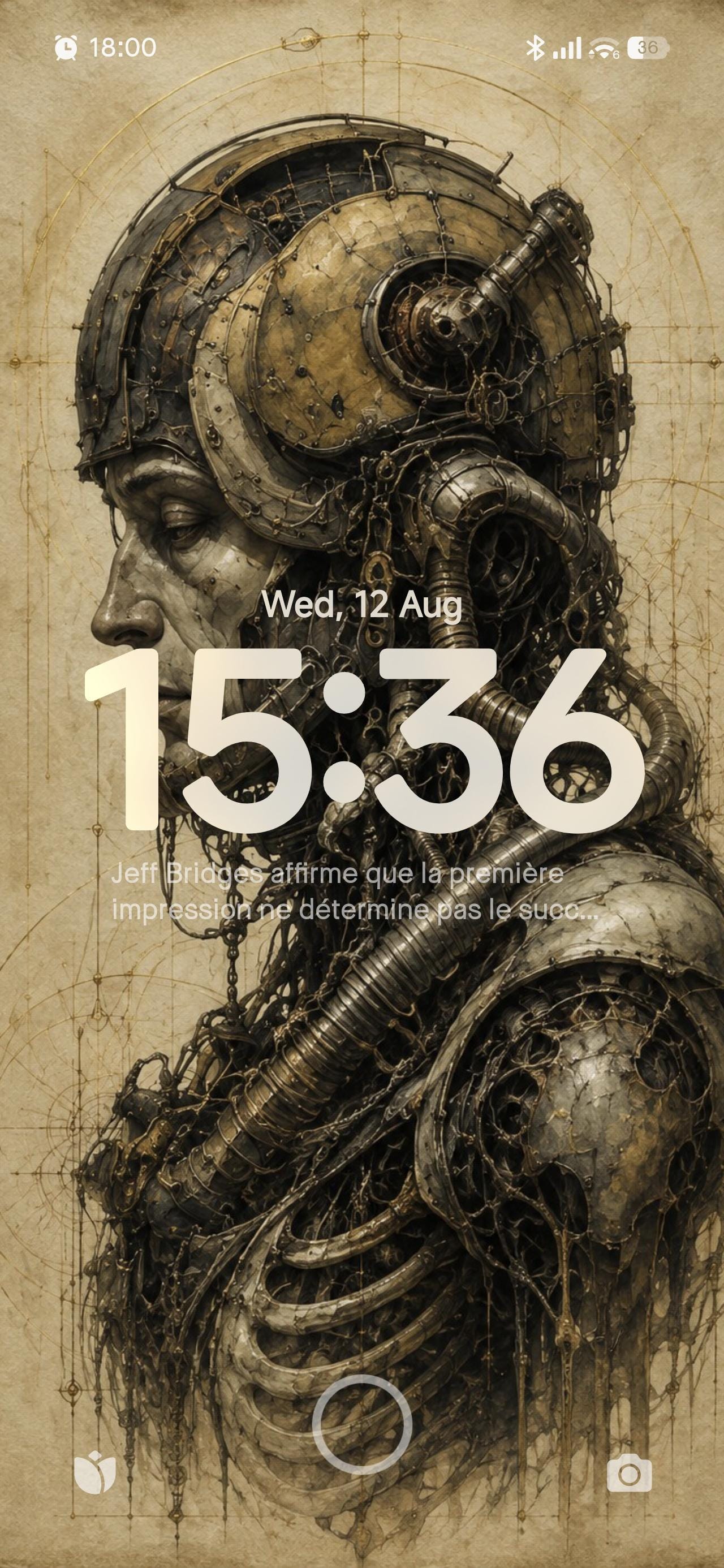 Cyborg Man, Biomechanical Phone Wallpaper | Dark Surreal Aesthetic | Lock Screen Download | Brass Bone Anatomy Art