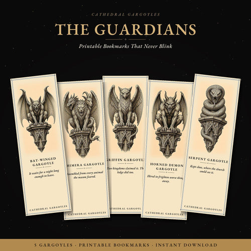 Cathedral Gargoyles The Guardians Bookmark | Dark Academia Gargoyle Bookmark | Standard or Magnetic Page Marker