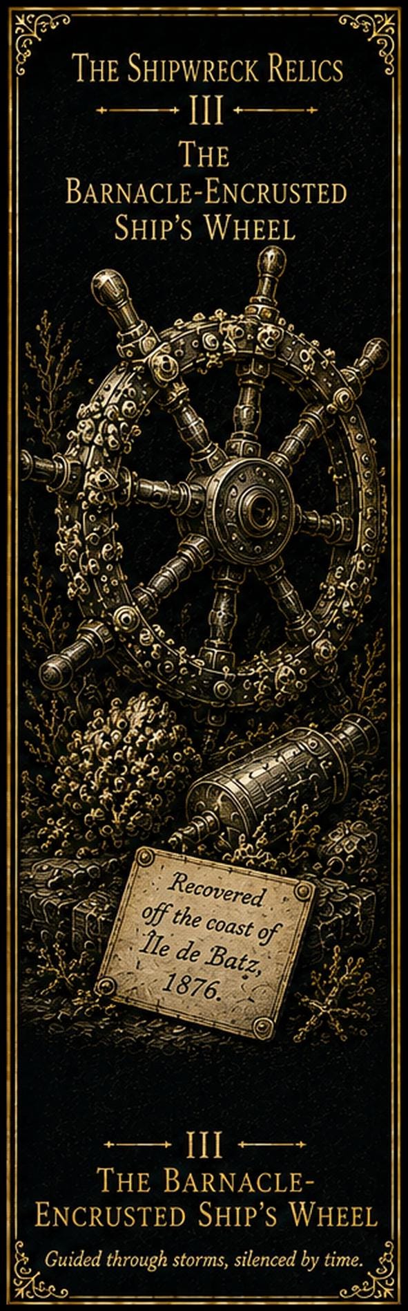 Shipwreck Relics Printable Bookmarks | Dark Academia Cabinet of Curiosities | Nautical Antique Gold Gothic | Book Lover Gift Set