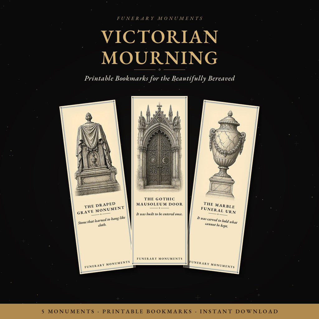 Funerary Monuments Victorian Mourning Printable Bookmarks | Dark Academia Gothic Bookmark Set | Digital Download Print & Cut