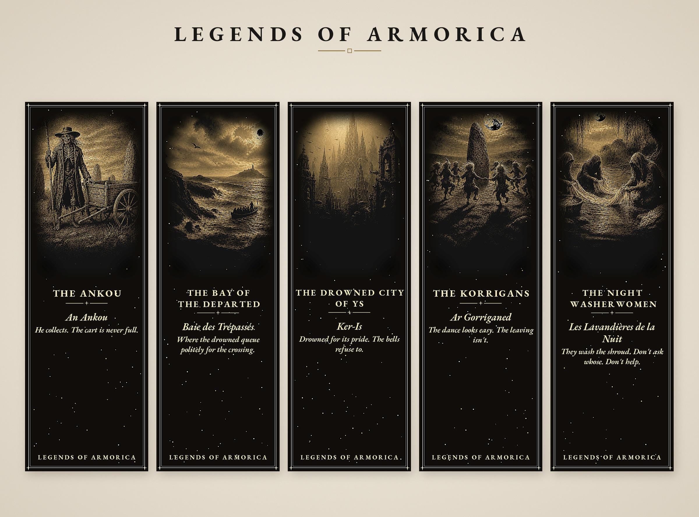 Legends of Armorica Bookmark, Dark Academia Breton Folklore | Magnetic Page Marker | Mythology Gift | Handmade