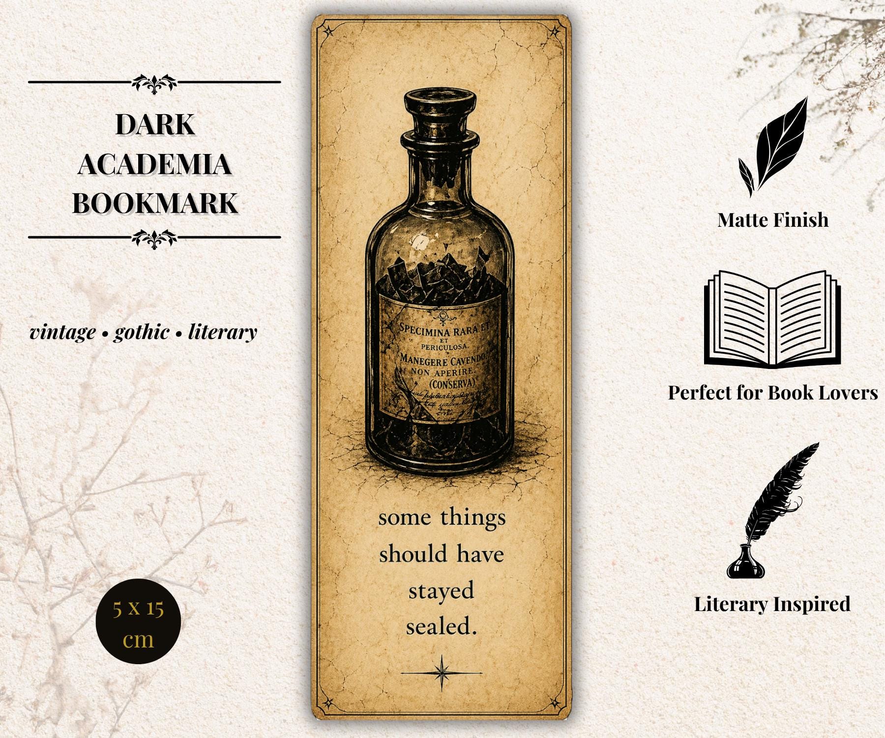 Dark Gothic Bookmark | Choose Your Design | Occult Bookmark, Witchy Aesthetic, Candle, Moon, Skull, Dark Academia Gift