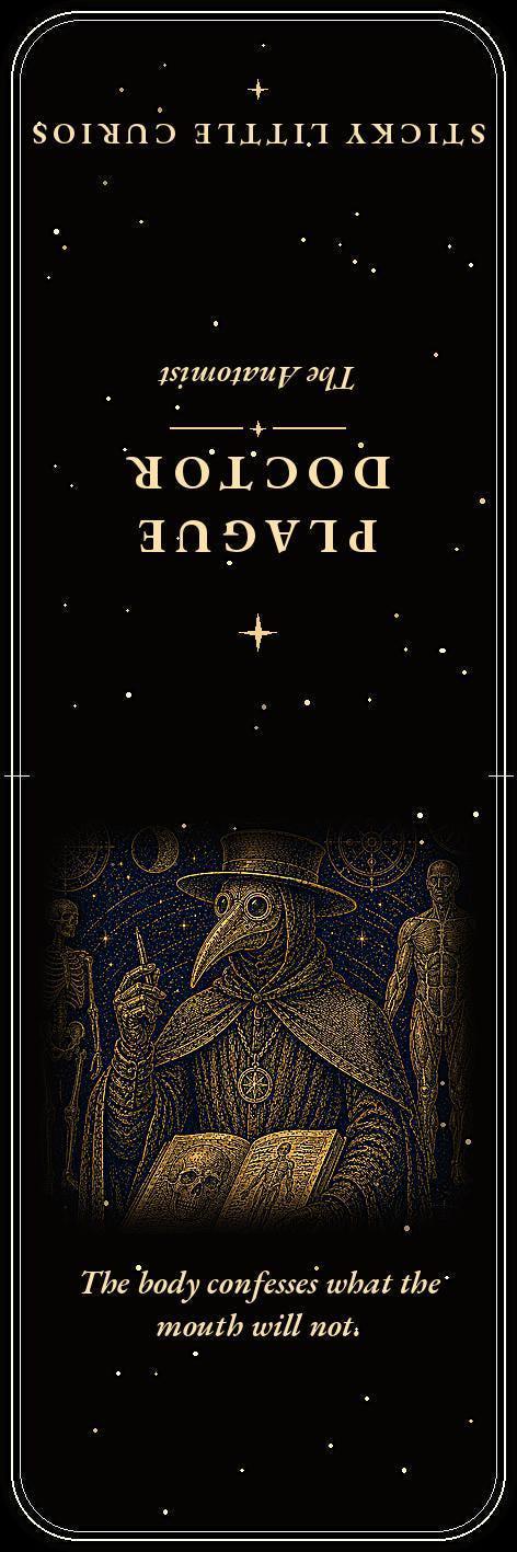 Plague Doctor Gothic Bookmark | Gold Linework, Standard or Magnetic | Dark Academia Page Marker, Memento Mori Design