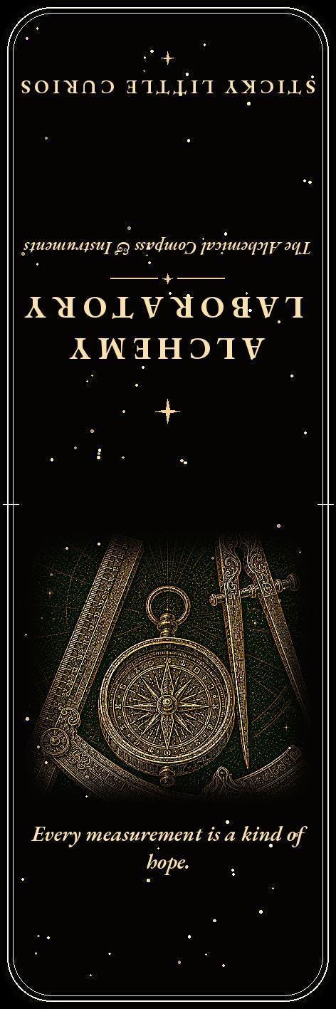 Alchemy Laboratory Bookmark, Dark Academia Gold Line Art | Page Marker | Hand-Finished Black Stock