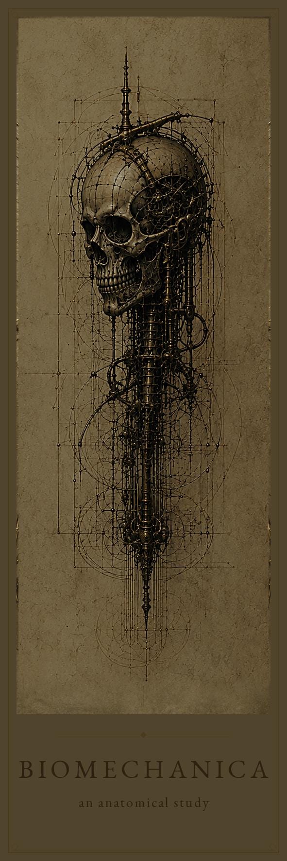 Skulls Biomechanical Bookmark Set | Anatomical Cyborg Art Page Markers | Dark Academia Sci-Fi Goth Gift, Magnetic Double-Sided Marker
