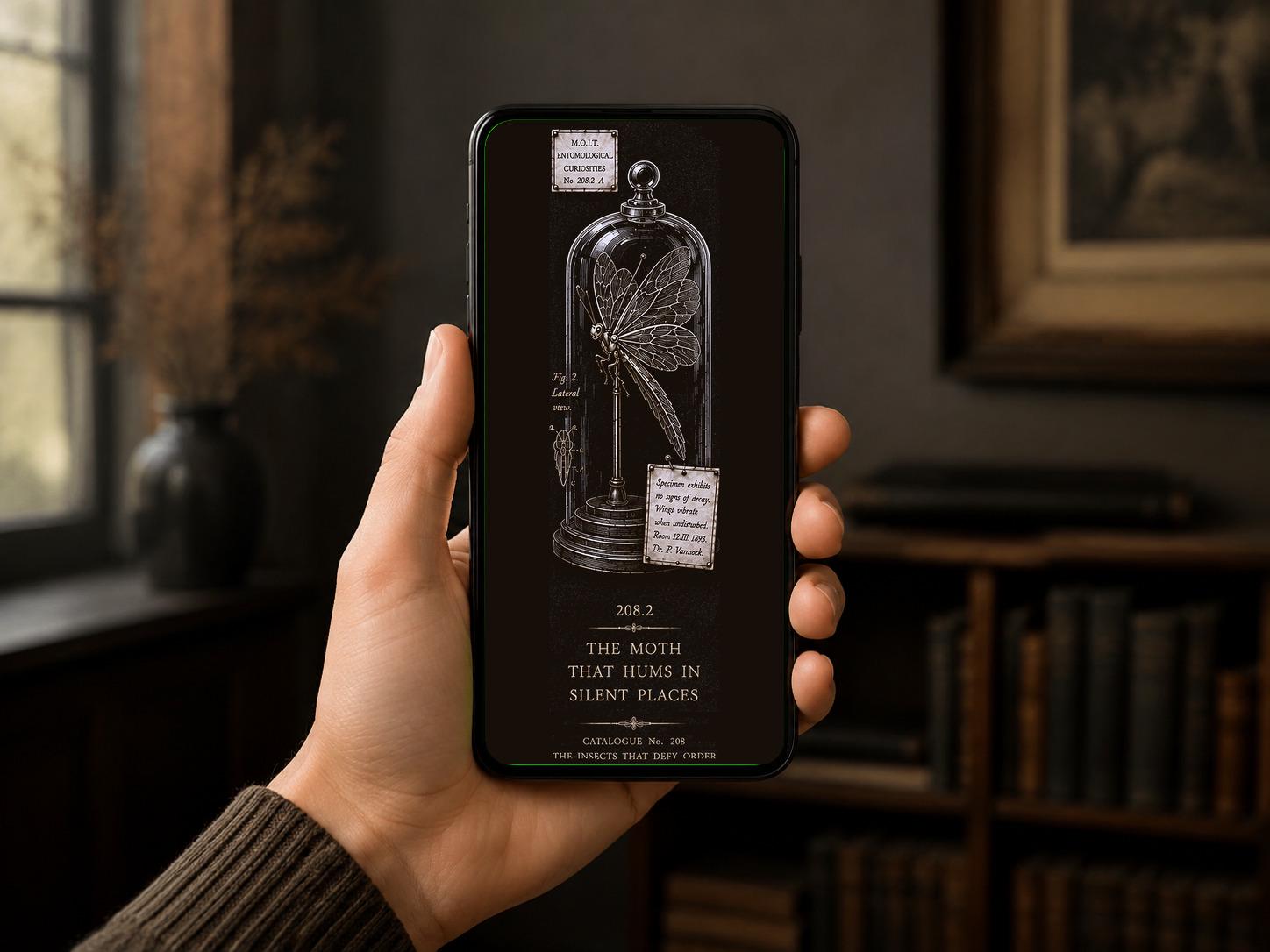 Entomological Curiosities Phone Wallpaper | Dark Academia Lock Screen Bundle | Five Specimen Designs | Digital Download | Moody Gold Insects