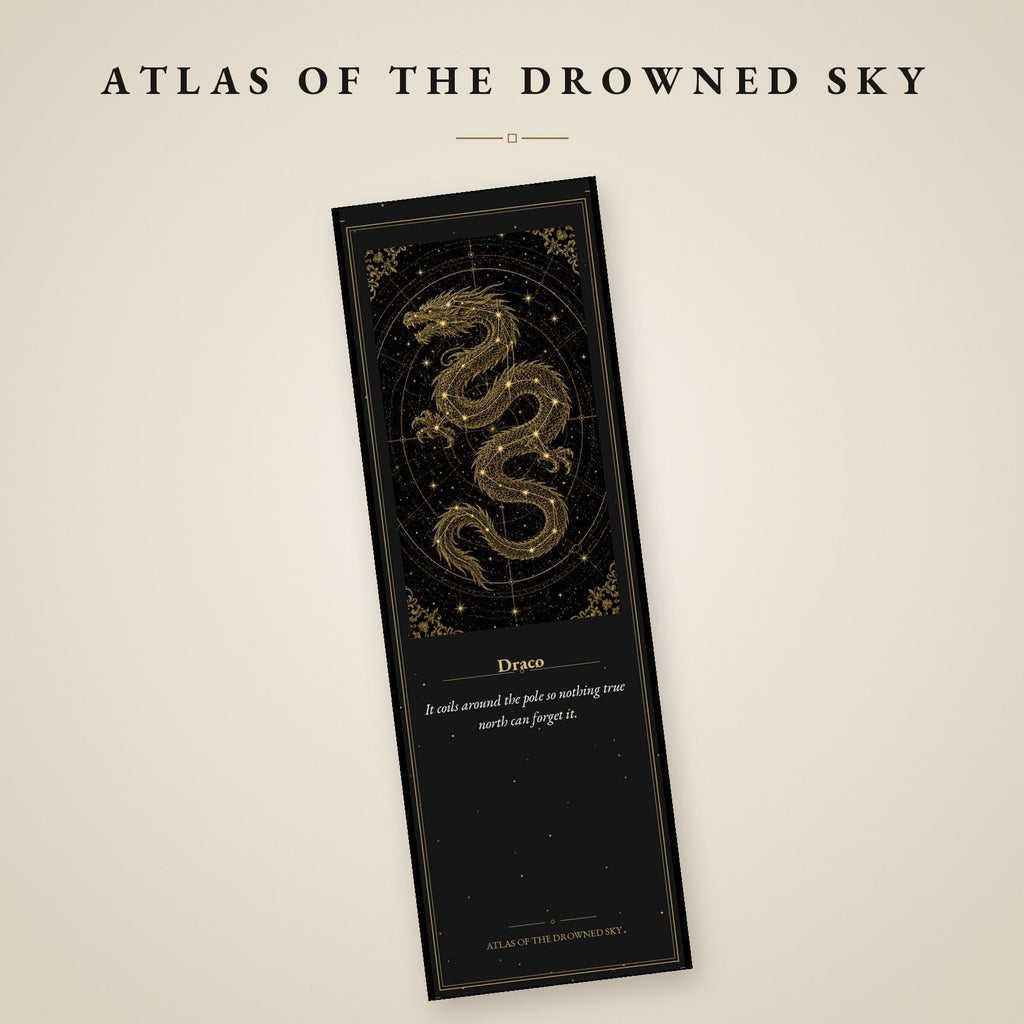 Atlas of the Drowned Sky Bookmark, Dark Academia | Gold Constellation Art | Celestial Page Marker, Handmade