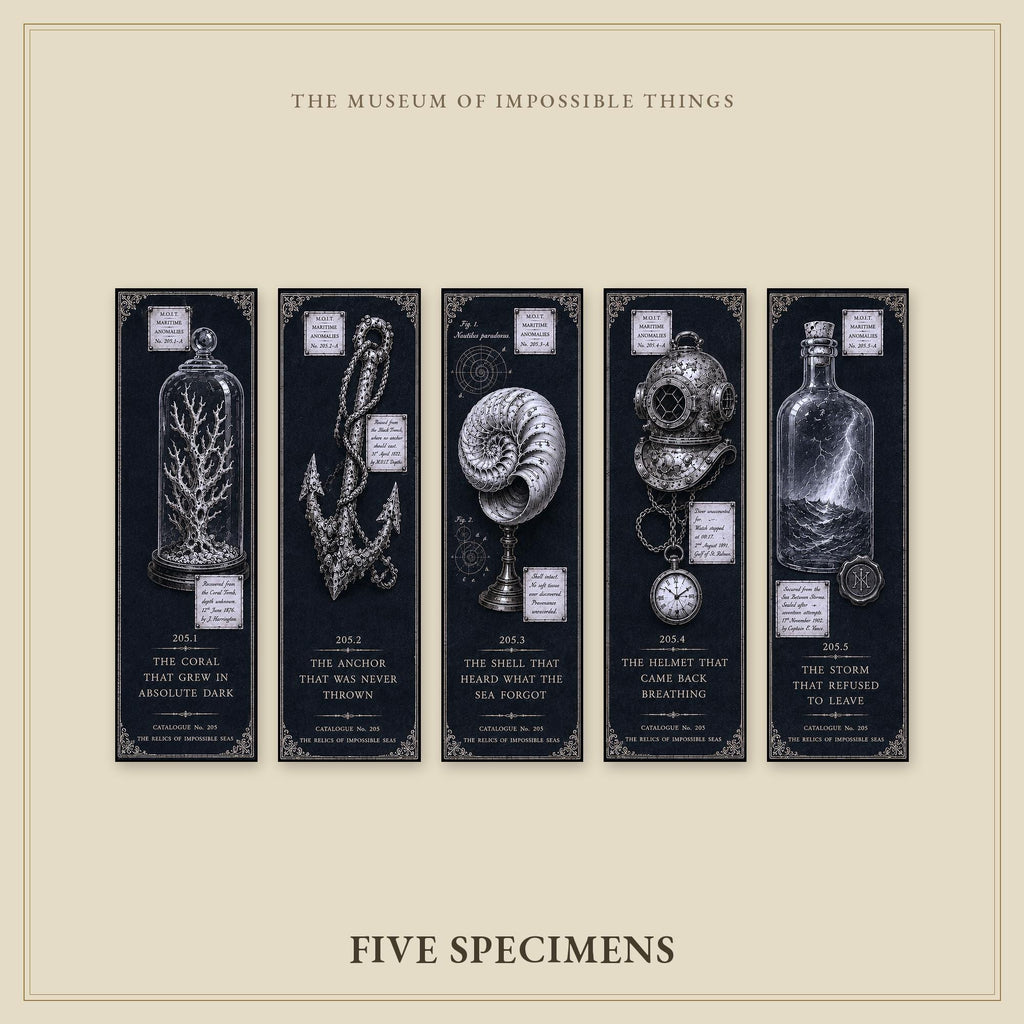 Relics of Impossible Seas Bookmark | Dark Academia Set of 5 | Standard or Magnetic | Gothic Cabinet of Curiosities