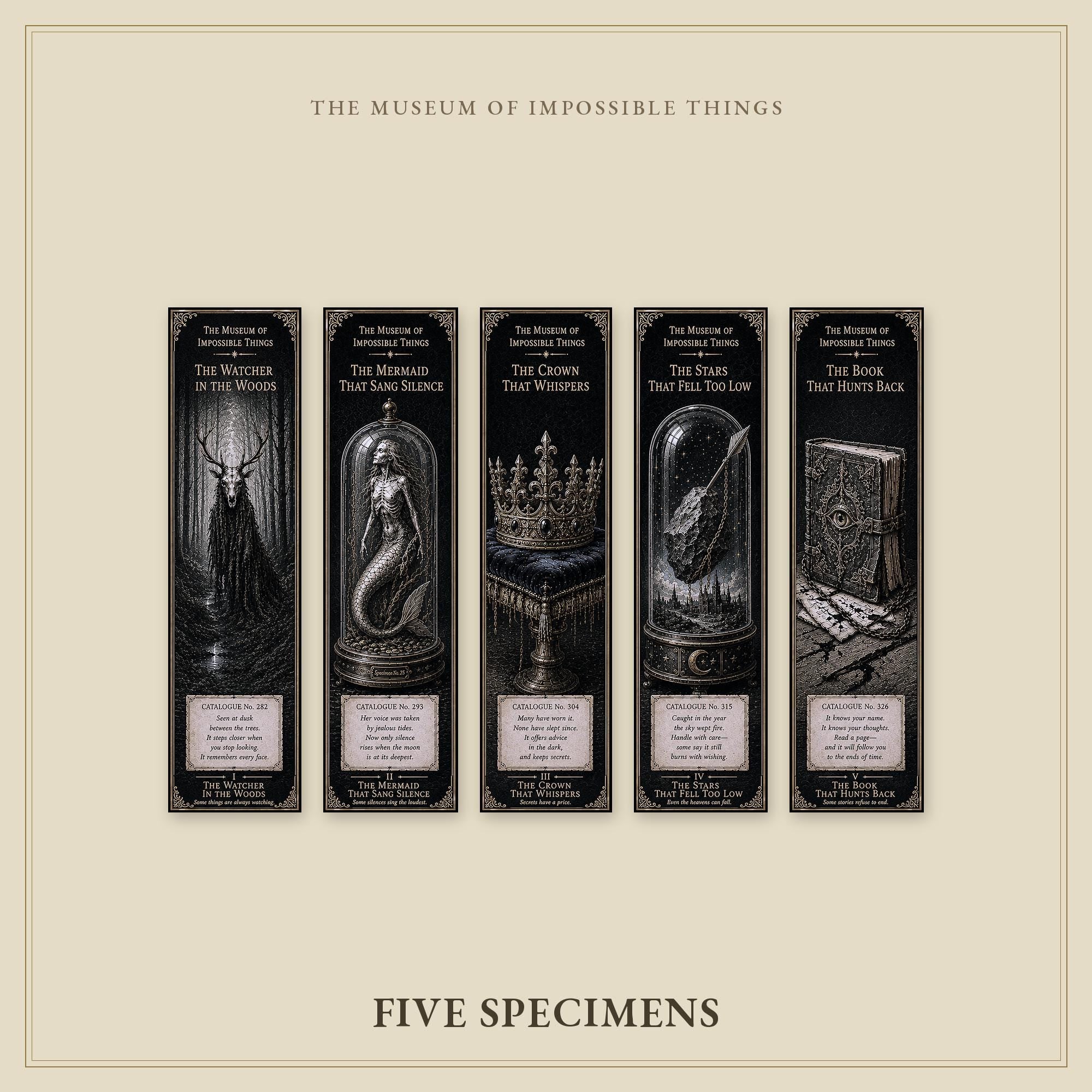 The Watcher in the Woods Bookmark | Dark Academia Set of 5 | Standard or Magnetic | Gothic Cabinet of Curiosities