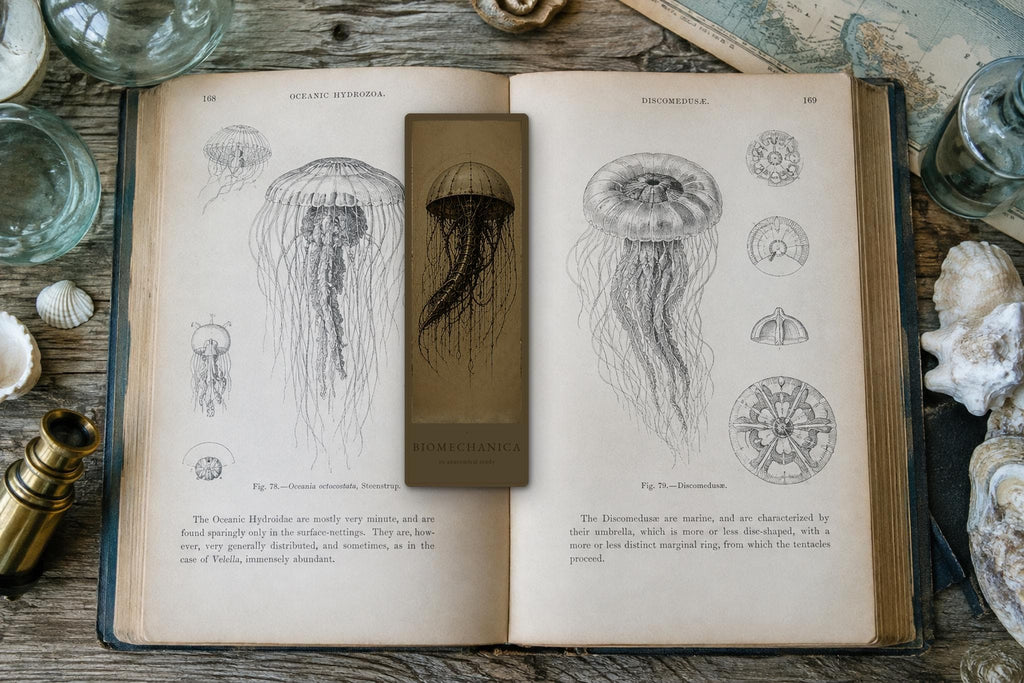 Jellyfish Biomechanical Bookmark, Dark Academia Gothic | Anatomical Art Page Marker | Magnetic or Standard