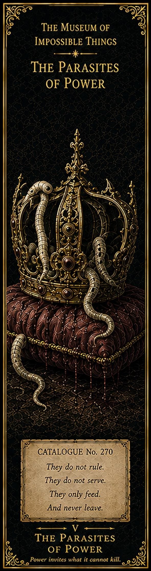 The Taxidermy of Things That Shouldn't Exist, Gothic Printable Bookmarks | Dark Academia | Antique Gold, Collector Gift