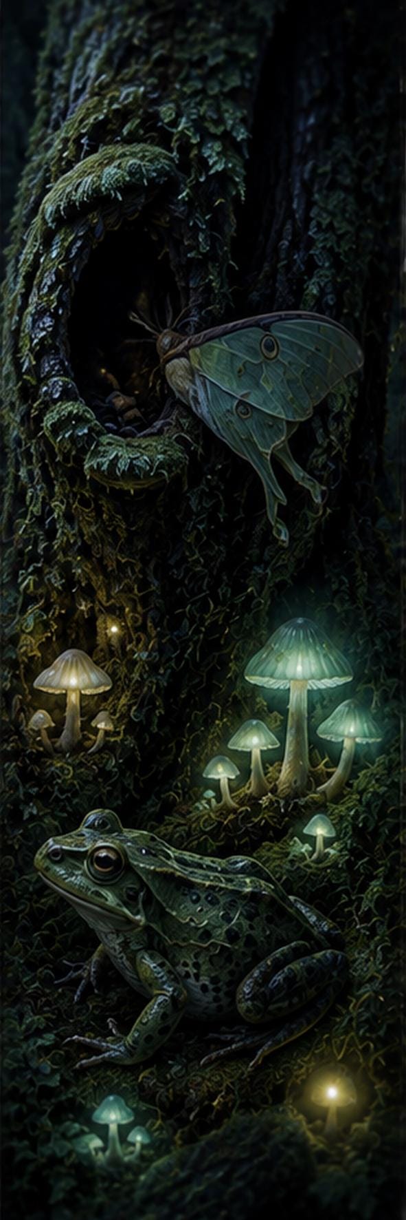 Moonlit Forest Bookmarks | Luna Moths & Woodland Animals | Goblincore Dark Academia Nature Art | Printable Gift Set