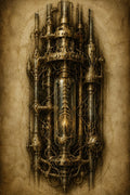Electrical Mechanism, Biomechanical Phone Wallpaper | Dark Academia | Gothic Surreal Lock Screen | Brass Bone Digital Art