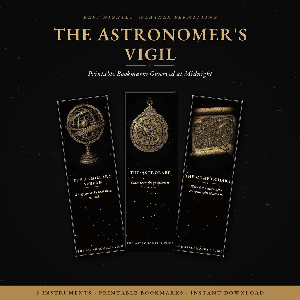 The Astronomer's Vigil Printable Bookmarks | Dark Academia Gothic Bookmark Set | Celestial Digital Download