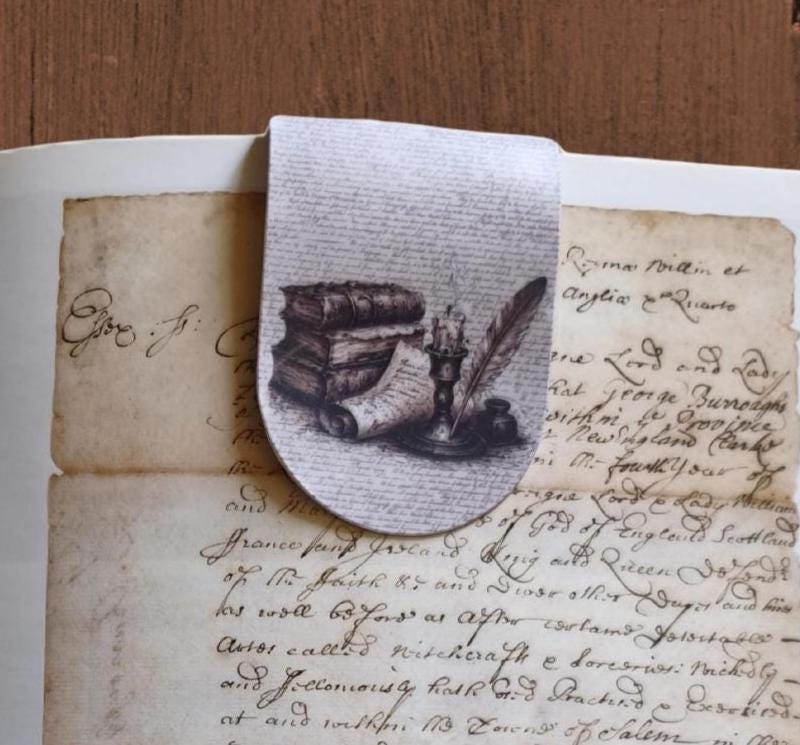 Vintage Writing Desk Magnetic Bookmark Dark Academia Quill Candle Gothic Page Marker Double Sided