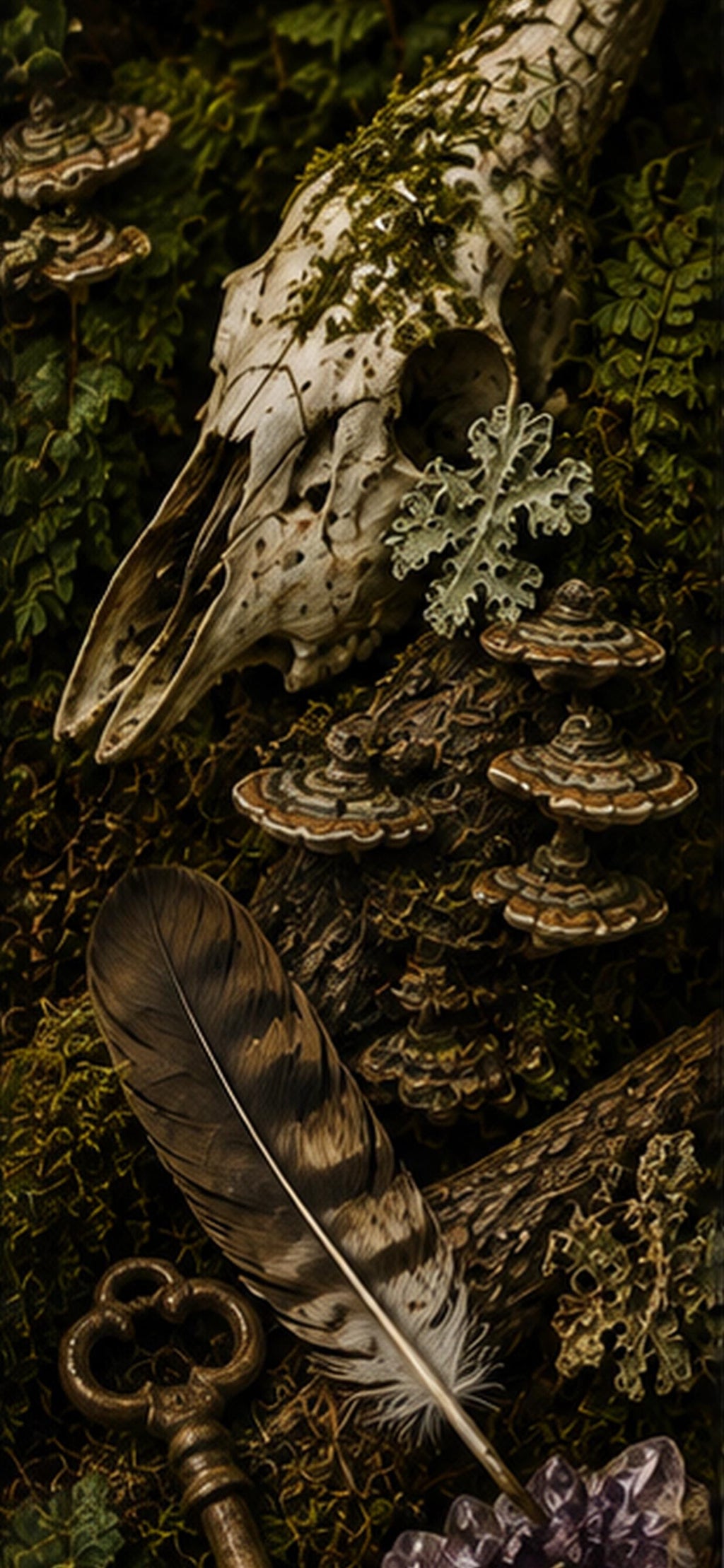 Goblincore Phone Wallpaper Bundle | Cabinet of Curiosities, Bones, Feathers (Digital Download)