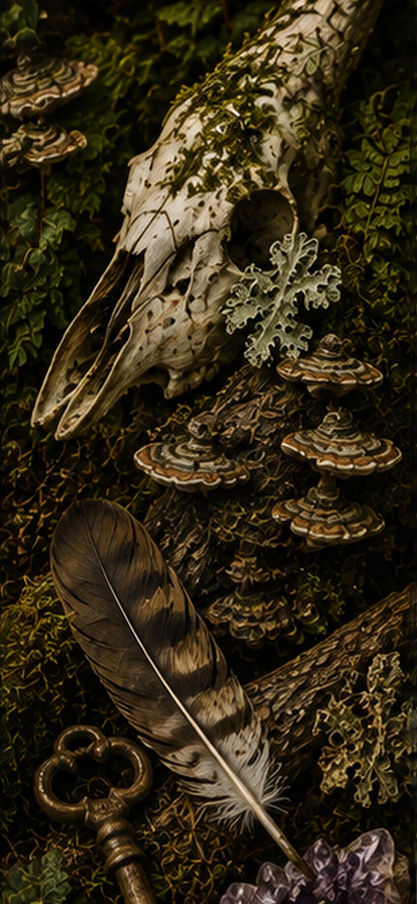 Goblincore Phone Wallpaper Bundle | Cabinet of Curiosities, Bones, Feathers (Digital Download)