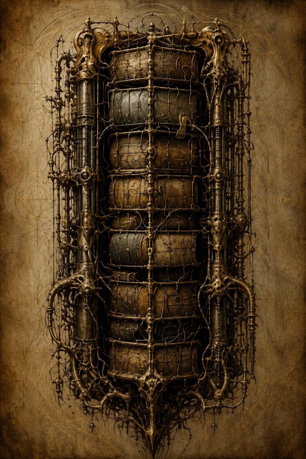 Tower, Biomechanical Lock Screen | Living Anatomy Art | Dark Surreal Wallpaper | Steam Punk Phone Download