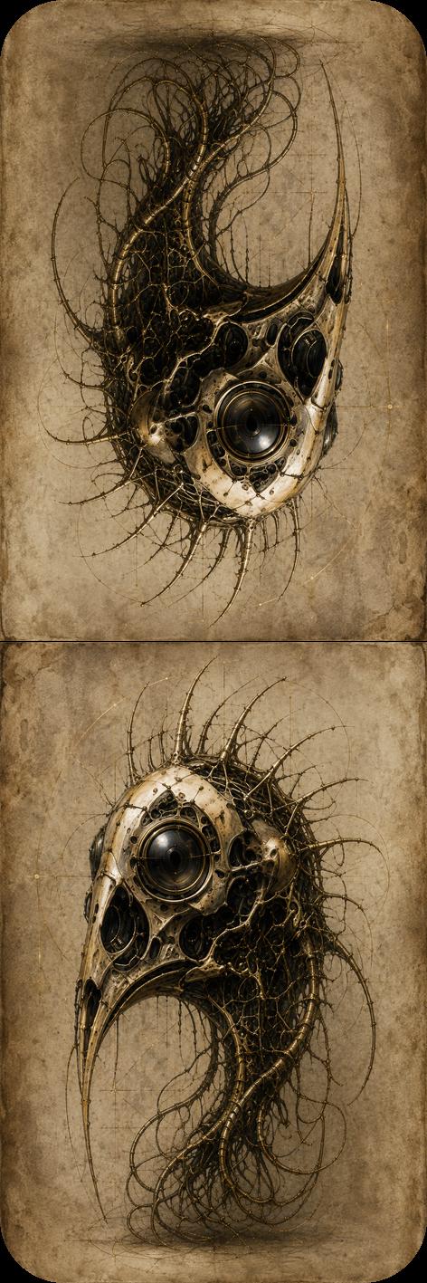 Ravens & Bird Skulls Biomechanical Bookmark | Dark Academia Gothic | Magnetic Page Marker | Anatomical Art for Book Lovers