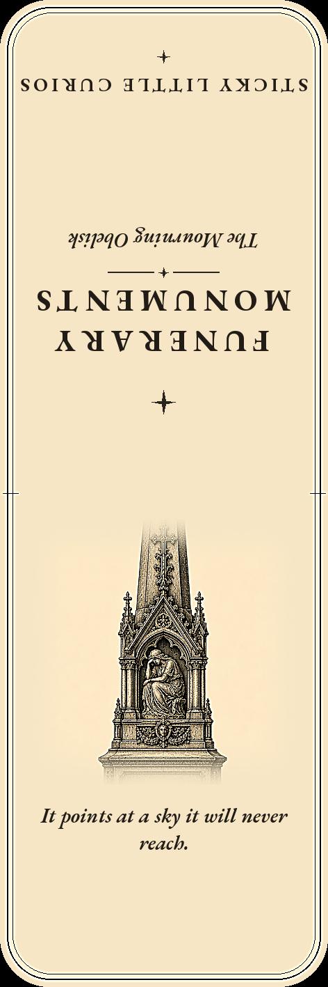 Funerary Monuments Victorian Mourning Bookmark | Dark Academia Cemetery Bookmark | Standard or Magnetic Page Marker