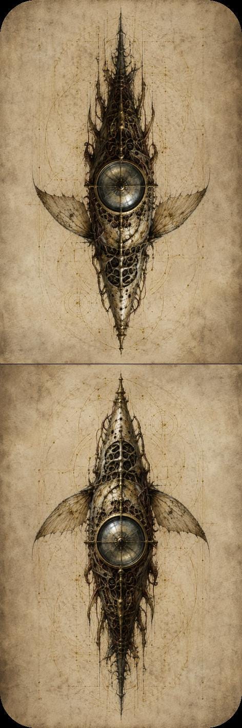 Creatures of the Deep Biomechanical Bookmark | Dark Academia Anatomical Art | Gothic Page Marker, Goth Aesthetic Reading Gift