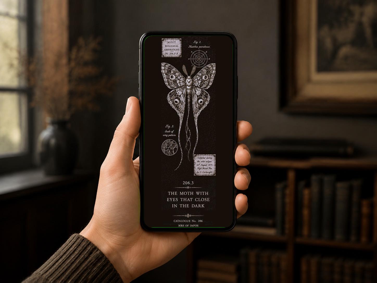 Dark Academia Phone Wallpaper Bundle | Cabinet of Curiosities Lock Screen (Digital Download)