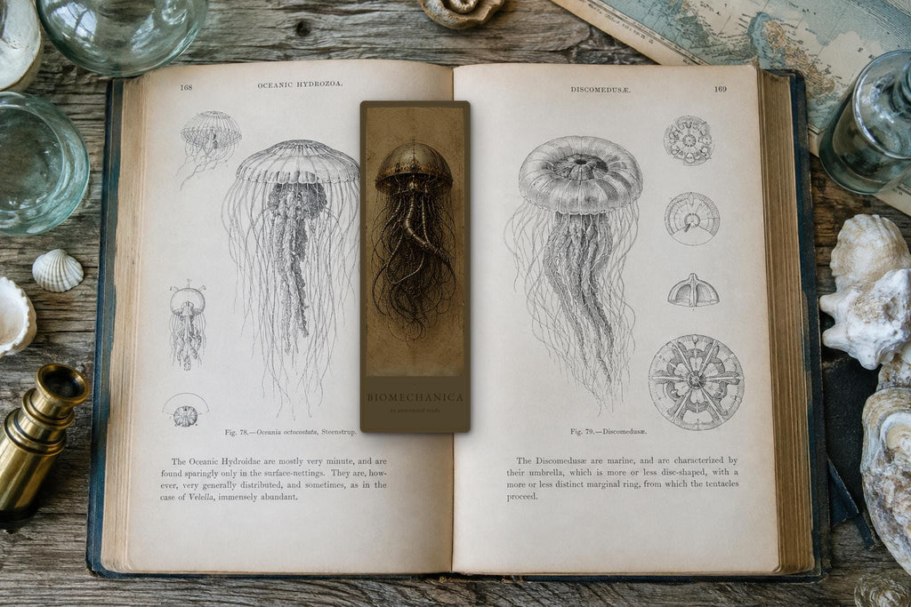 Jellyfish Biomechanical Bookmark, Dark Academia Gothic | Anatomical Art Page Marker | Magnetic or Standard