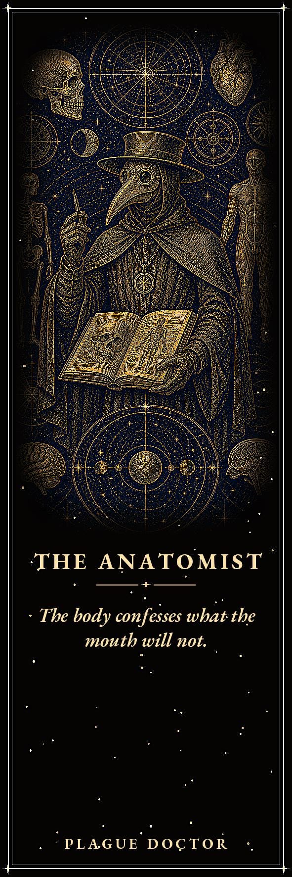 Plague Doctor Printable Bookmarks, Dark Academia Gothic | Gold On Black | Occult Reader Gift | Digital Download