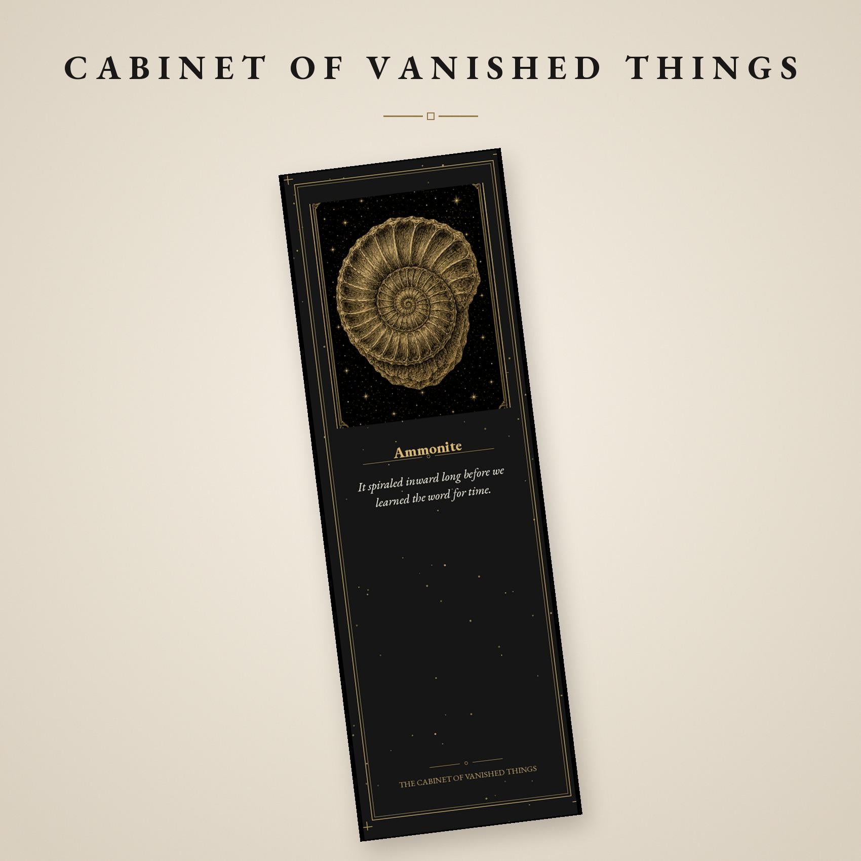 Specimens of What the Earth Forgot, Printable Bookmarks | Extinct Species Gold Linework | Dark Academia | Digital Download