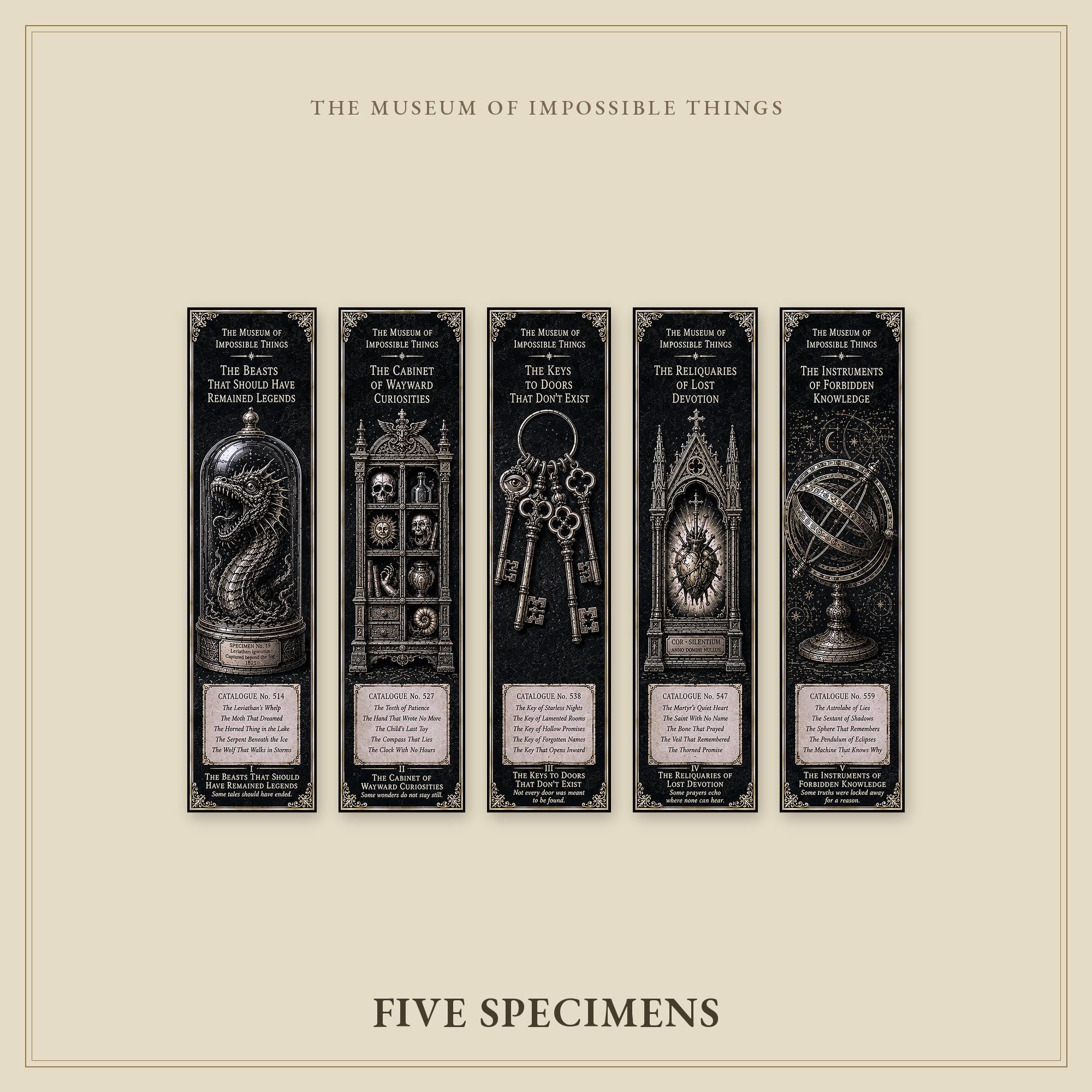 The Beasts That Should Have Remained Legends Bookmark | Dark Academia Set of 5 | Standard or Magnetic | Gothic Cabinet of Curiosities