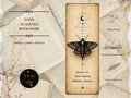 Death Moth Bookmark | Gothic Bookmark | Dark Academia Reading Accessory | Witchy Book Lover Gift | Vintage Lunar Art