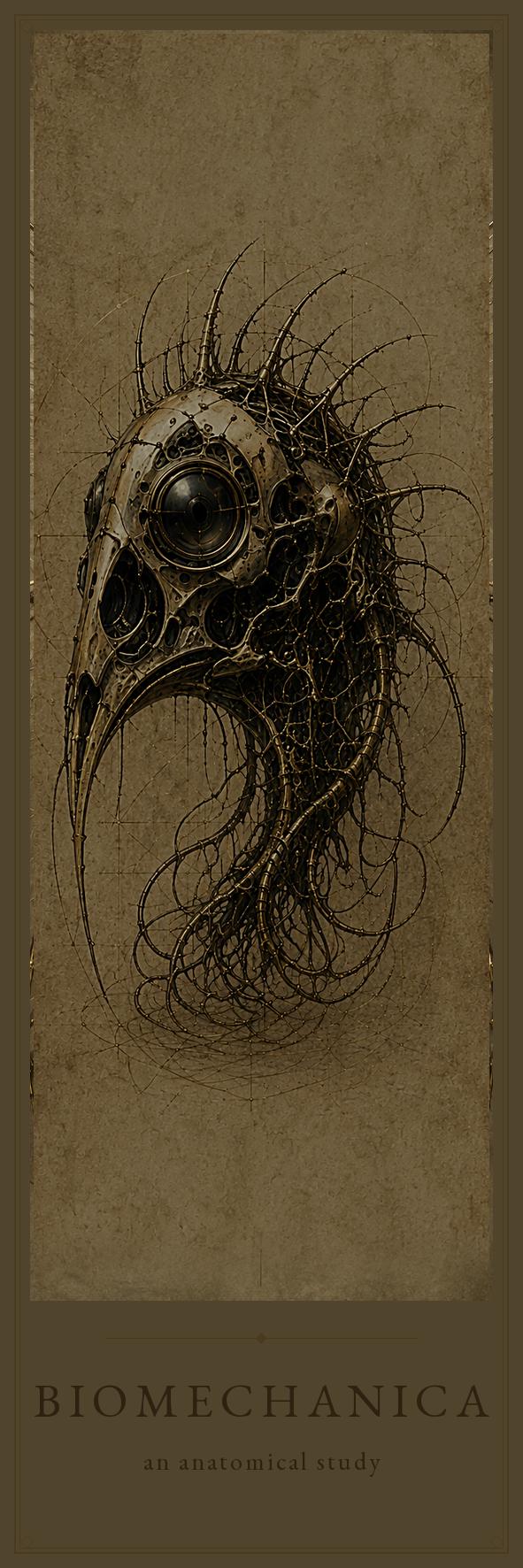 Ravens & Bird Skulls Biomechanical Bookmark | Dark Academia Gothic | Magnetic Page Marker | Anatomical Art for Book Lovers