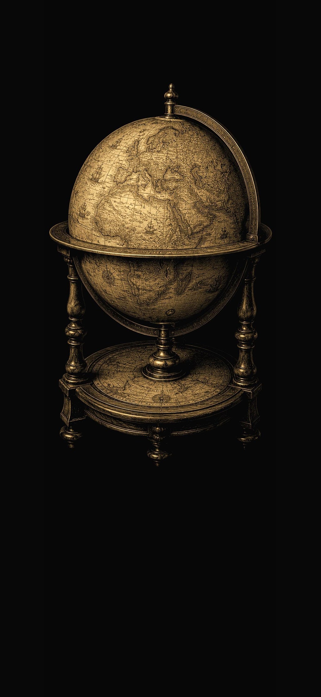 The Cartographer's Cabinet Phone Wallpaper Bundle | Dark Academia Lock Screen | Gold On Black | Digital Download