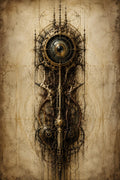 Biomechanical Eye: Dark Academia Surreal Lock Screen | Steampunk Phone Art | Gothic Digital Wallpaper