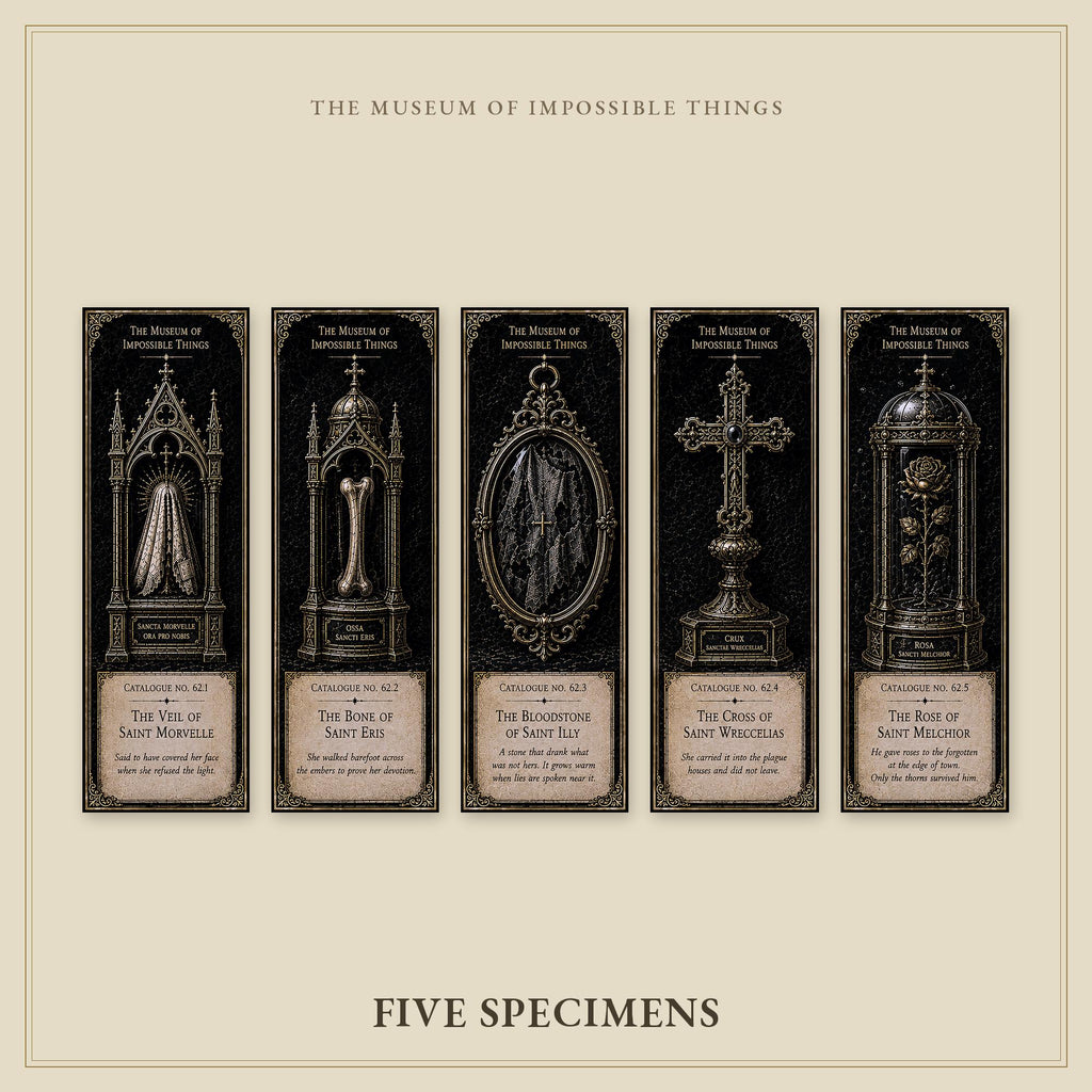 Relics of the Saints Bookmark | Dark Academia Set of 5 | Standard or Magnetic | Gothic Cabinet of Curiosities