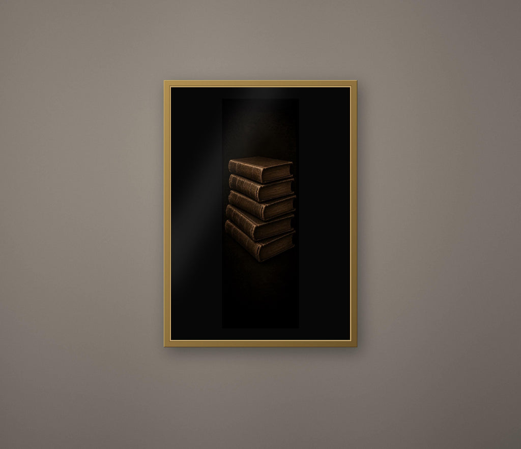 The Last Librarian, Dark Academia Gothic Library Prints | Antique Stamp Wall Art, Gold Black Digital Download | Book Lover Decor