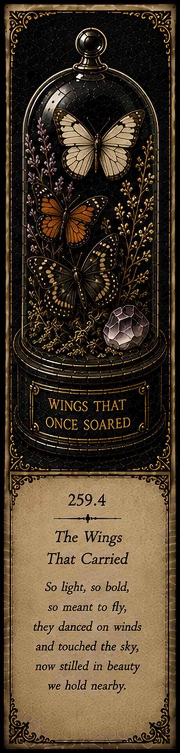 Wonders Of The Wild - Dark Academia Bookmarks | Printable Page Markers, Antique Gold On Black | Literary Gift Set
