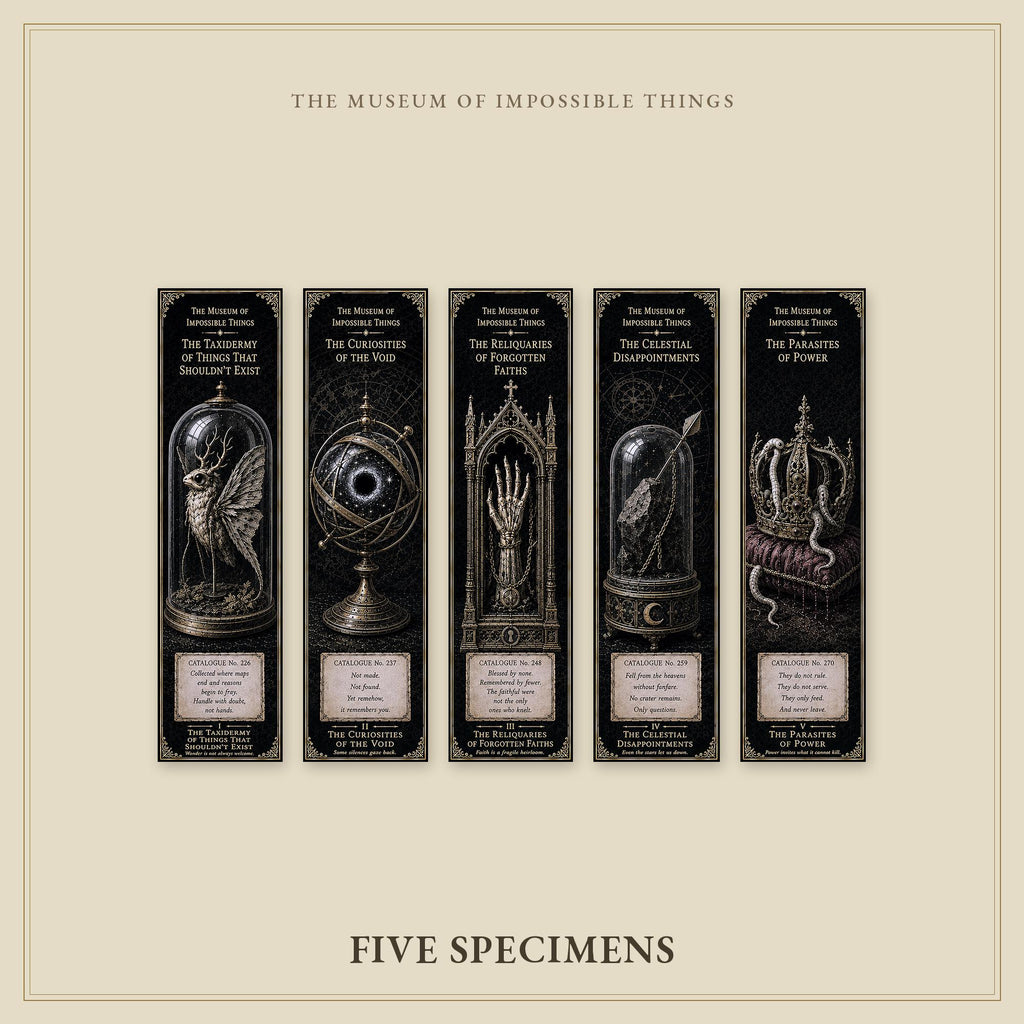 The Taxidermy of Things That Shouldn't Exist Bookmark | Dark Academia Set of 5 | Standard or Magnetic | Gothic Cabinet of Curiosities