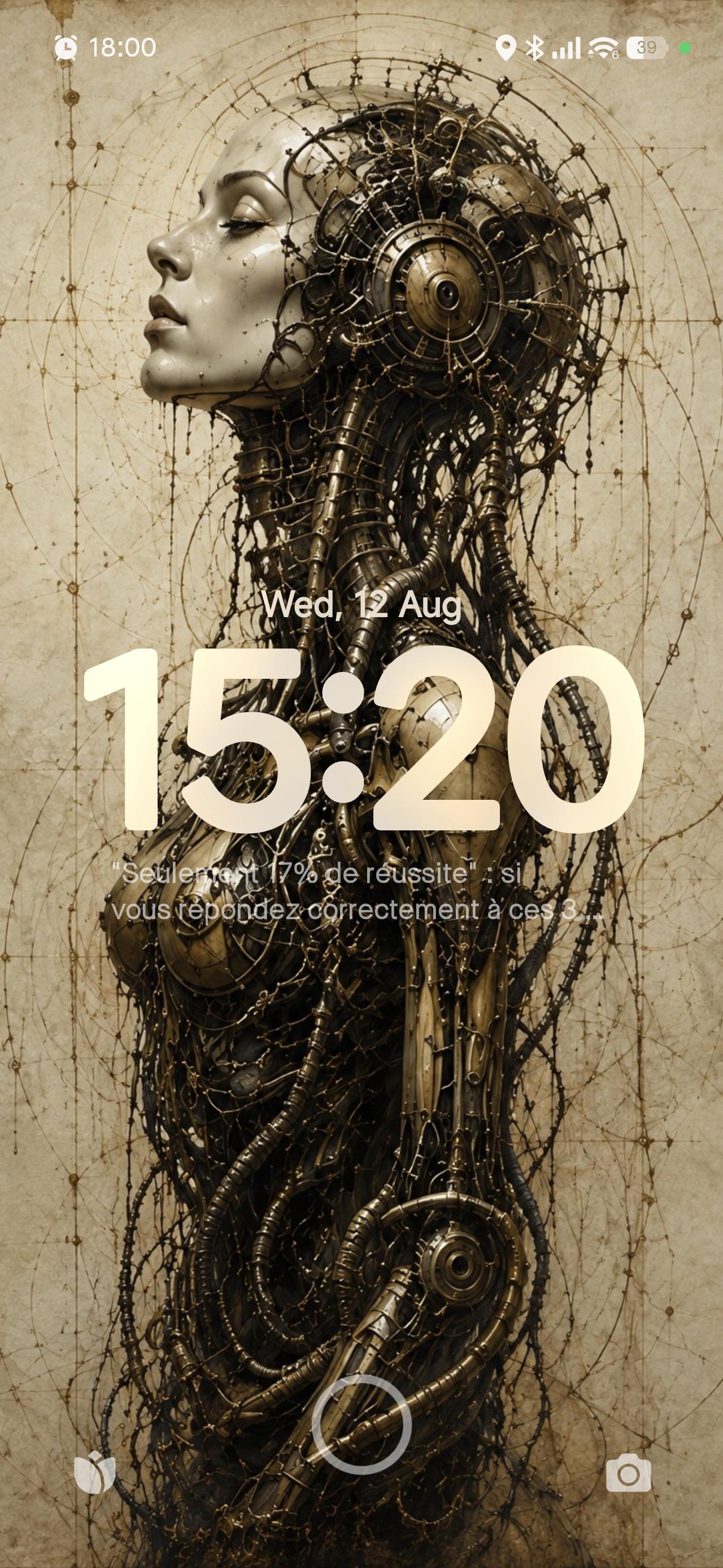 Cyborg Woman Profile IV, Biomechanical Phone Wallpaper | Surreal Dark Art | Tarnished Brass Imagery | Lock Screen Digital Download